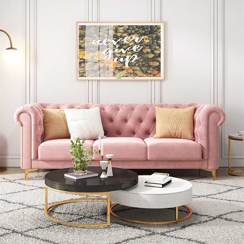 Luxury living room sofa set American European style velvet cloth sofa, 1+2+3 customized sofa set living room furniture