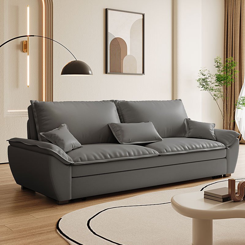 New Design Small Home Furniture Storage Microfiber Fabric Folding Dark Gray Living Room Sofa Bed
