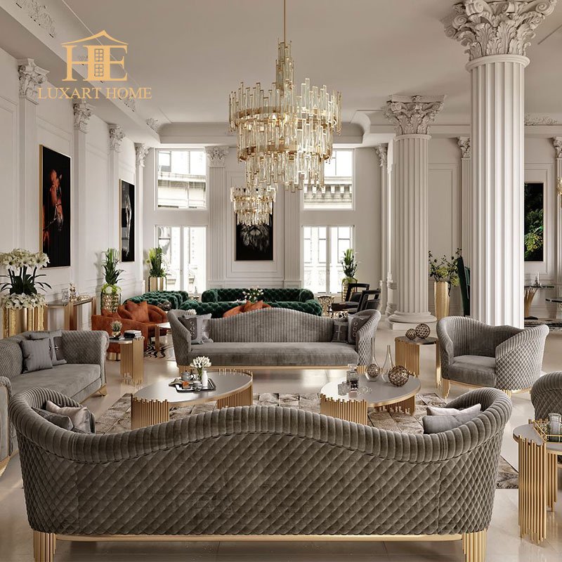 Italian Luxury contemporary style sofa furniture latest living room sofa design modern design fabric sofa