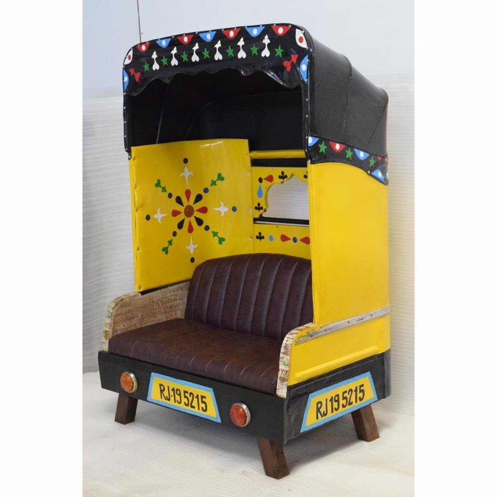 New Design Antique Automobile 2 Seater Taxi Style Leather Sofa Standard Living Room Sofa for Home Cafe and Restaurant Furniture