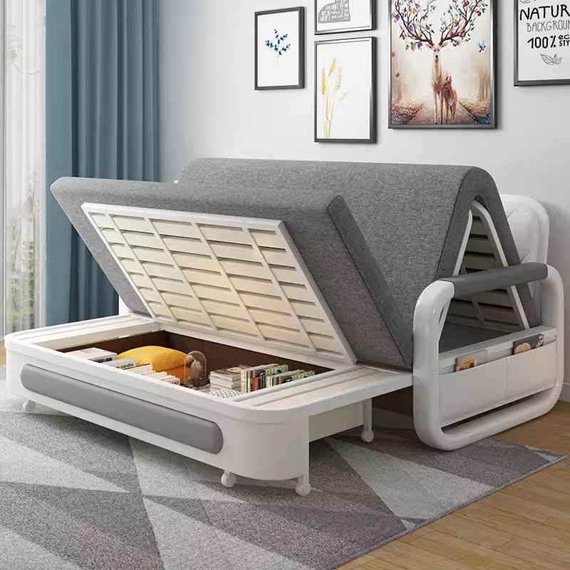 Luxury Multi-Functional Wooden Folding Bed Sofa Living Room Apartment Pull Out Sofa Bed with Storage