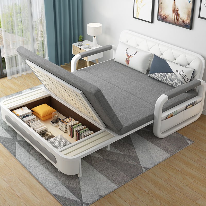 Luxury Multi-Functional Wooden Folding Bed Sofa Living Room Apartment Pull Out Sofa Bed with Storage