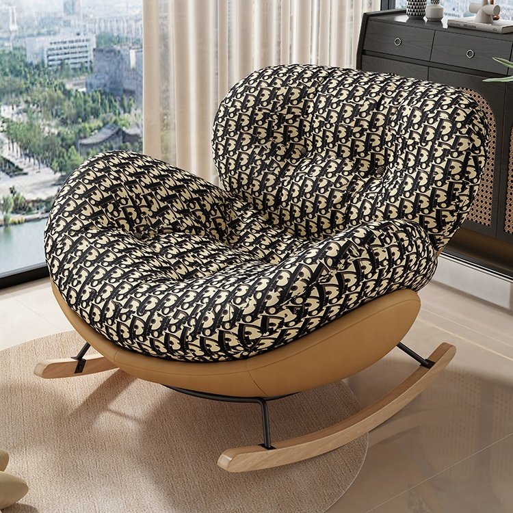 Luxury Sofa Rocking Wood Fabric Velvet Leather Nordic Armchair Chair Couch Modern Sectional Home Sofas Set Living Room Furniture