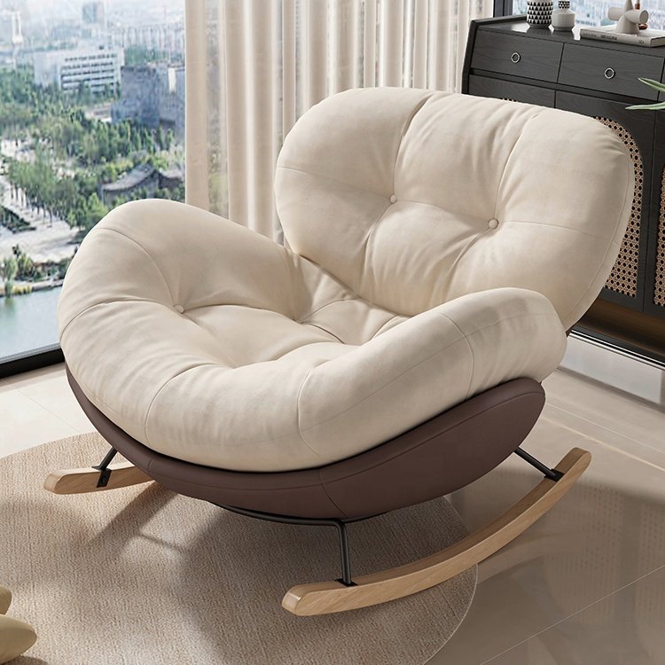 Luxury Sofa Rocking Wood Fabric Velvet Leather Nordic Armchair Chair Couch Modern Sectional Home Sofas Set Living Room Furniture