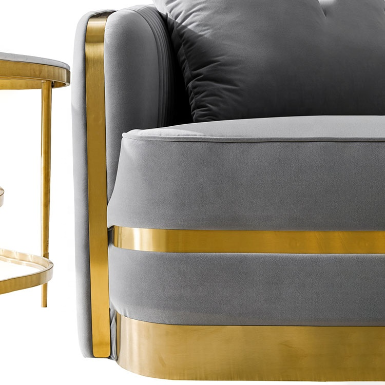 Hot sale modern luxury design stainless steel frame furniture living room sofa