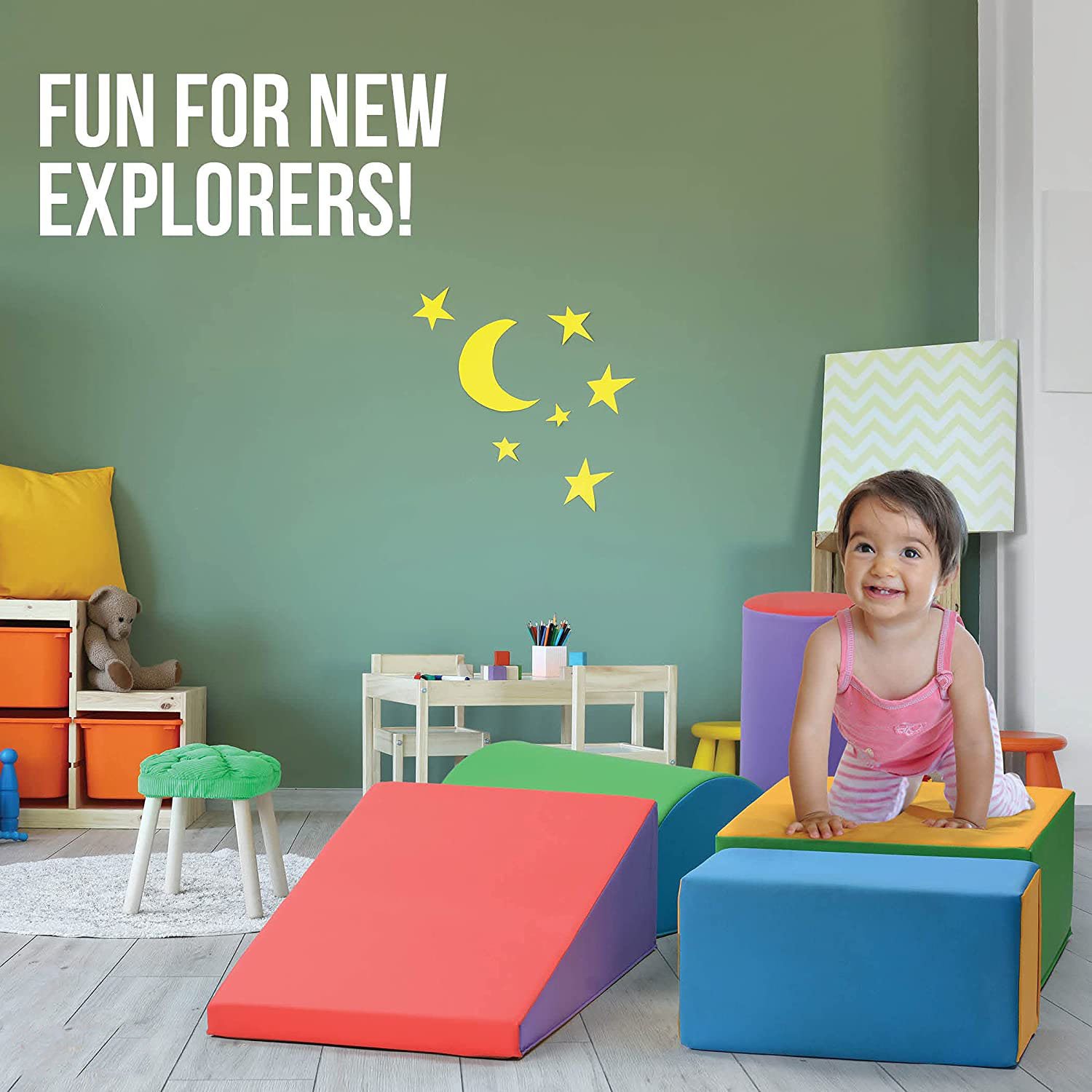 Climb And Crawl Activity Play Set,Climbing Lightweight Foam Shape toy for toddlers 5 Piece Soft zone climbing blocks
