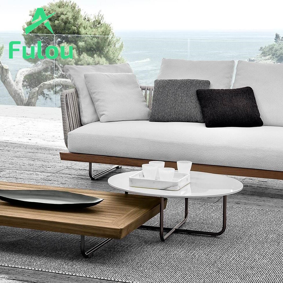 Wicker Fabric Garden Patio Rattan Sofa Aluminum curved Shaped Luxury Couches Set Hotel Outdoor indoor Set Hotel Garden Sofa