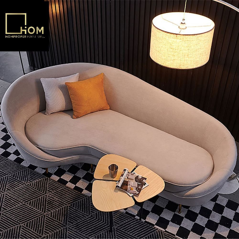 Curved Designer Living Room Sofa Light Luxury Hotel Office Lounge Reception Beauty Salon Simple Celebrity Style