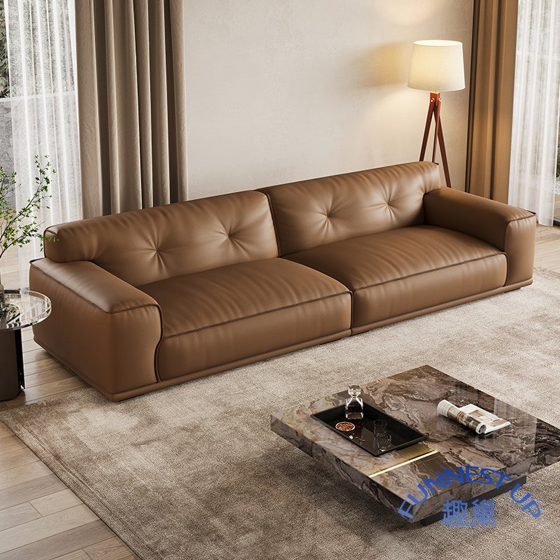 Modular love seat leather sofa set top layer cowhide Italian luxurious leather sofa couch living room genuine leather sofa