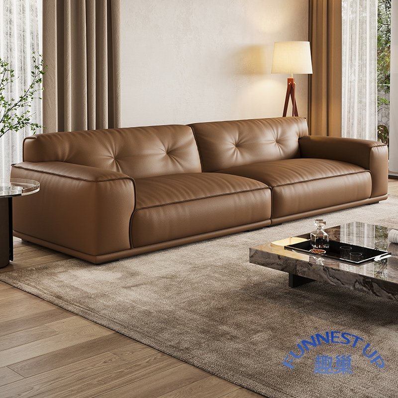Modular love seat leather sofa set top layer cowhide Italian luxurious leather sofa couch living room genuine leather sofa