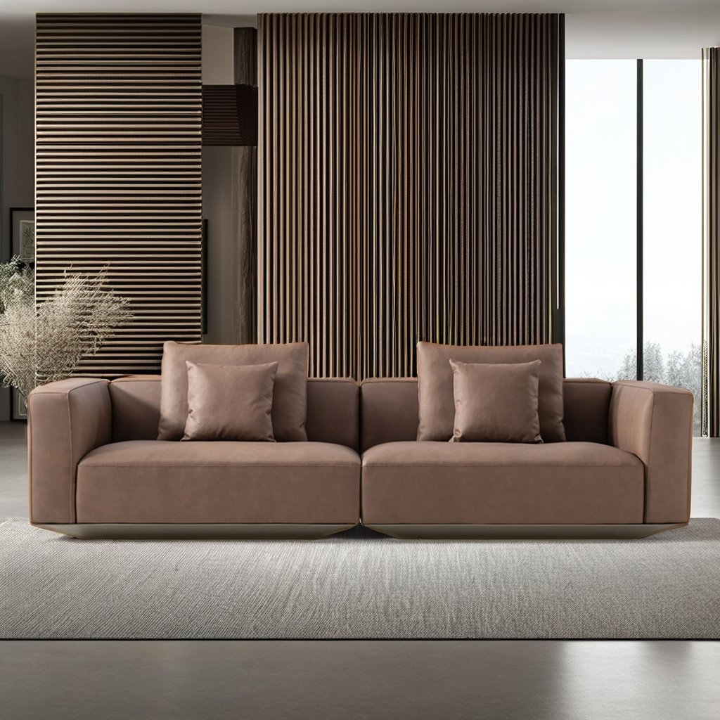 Morden Living Room Furniture Set New Design Simple Customized Genuine Leather Fabric solid wood frame living room sofa
