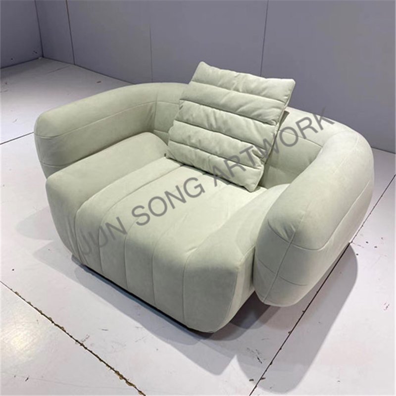 JS E013 High End Customized Home Furniture Living Room Sofa Set Yellow Fabric Three Seat Long Sofa Lounge Chair For Villa Salon