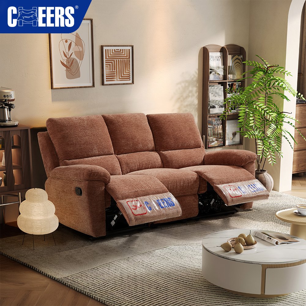MANWAH CHEERS Modern 3 Seater Manual Recliner Fabric Sofa Set Furniture Living Room Sofas Furniture Reclinable Sectional Sofa
