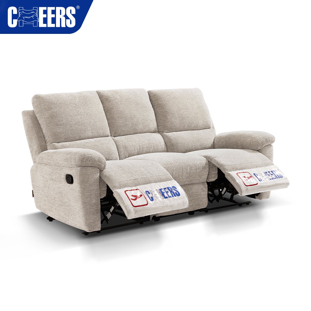 MANWAH CHEERS Modern 3 Seater Manual Recliner Fabric Sofa Set Furniture Living Room Sofas Furniture Reclinable Sectional Sofa