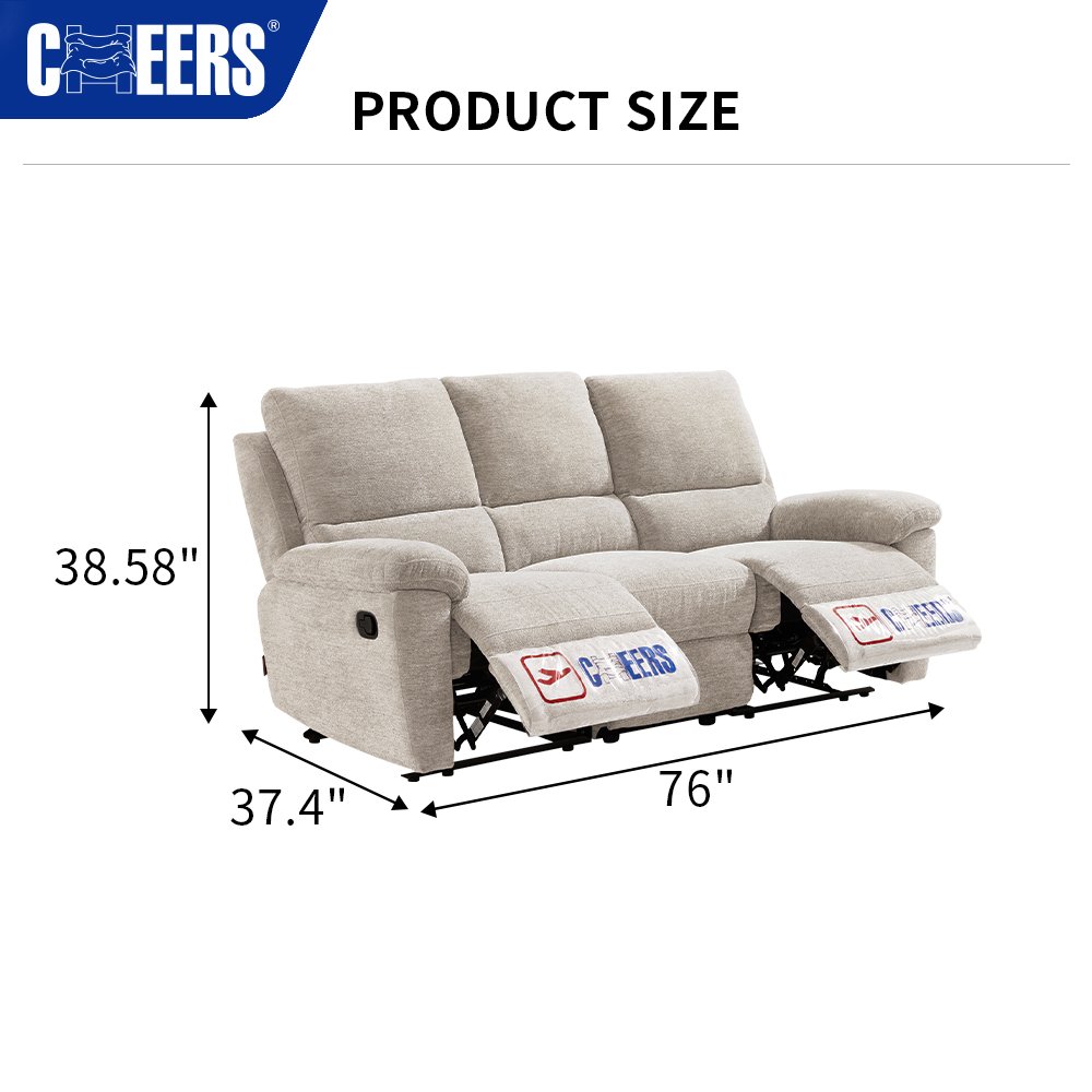 MANWAH CHEERS Modern 3 Seater Manual Recliner Fabric Sofa Set Furniture Living Room Sofas Furniture Reclinable Sectional Sofa