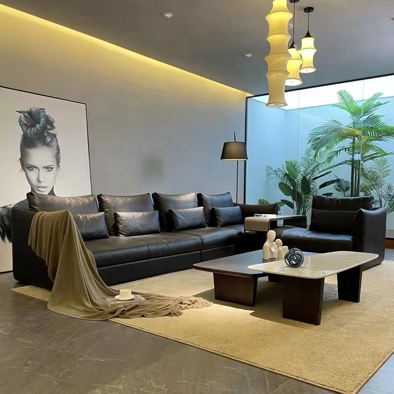 Quality Elegant interior Sofa for home luxury living room 2024 modern Italia sofa Velvet L Corner Genuine Leather Sectional Sofa