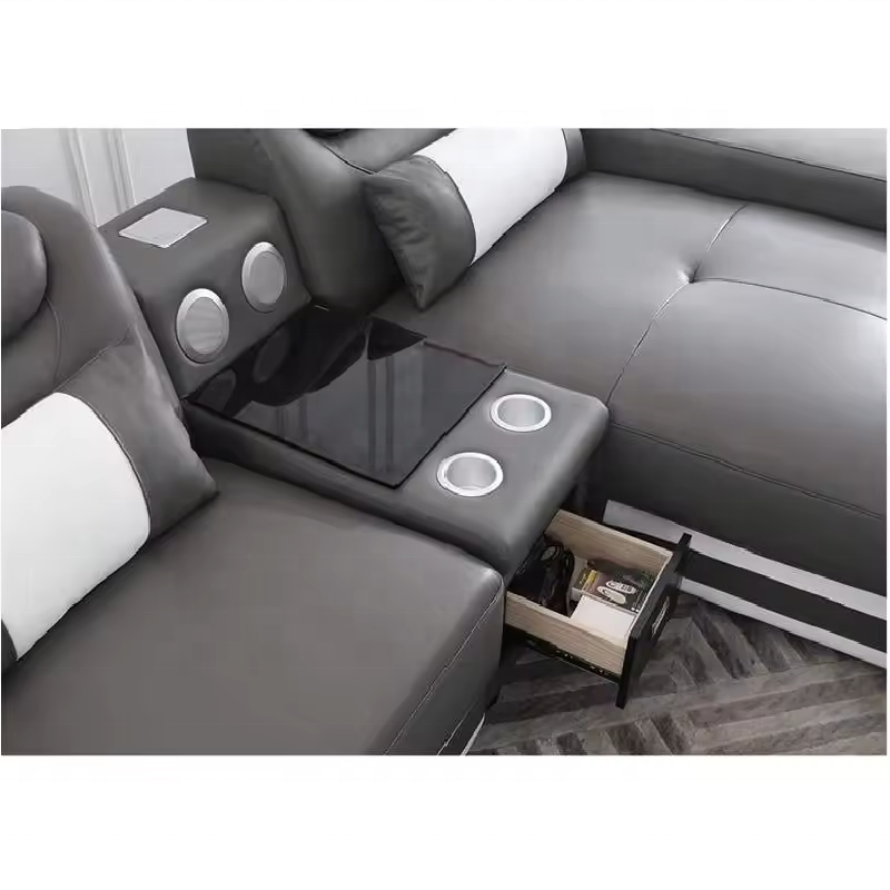 American style hot sale fashion living room sofas white led lights, modern classic luxury genuine leather sofa set