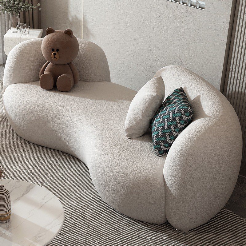 French curved living room sofa Lamb velvet sofa Fashion simple casual villa apartment furniture sofa