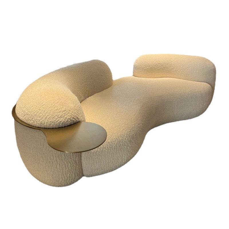 French curved living room sofa Lamb velvet sofa Fashion simple casual villa apartment furniture sofa