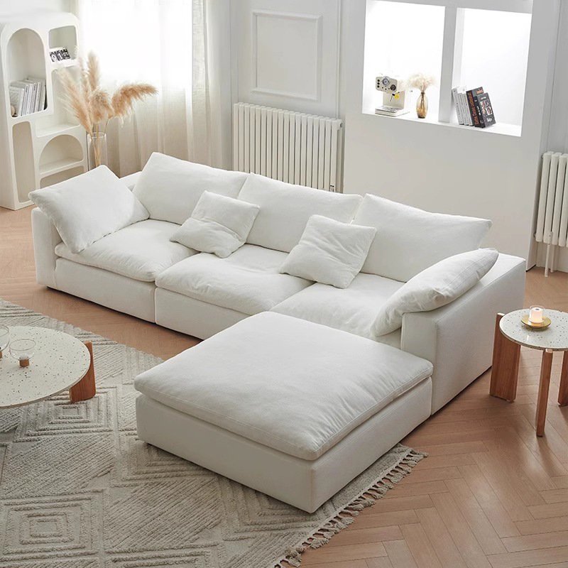 Deluxe white corner living room sofa cover High quality detachable velvet fabric compression sofa