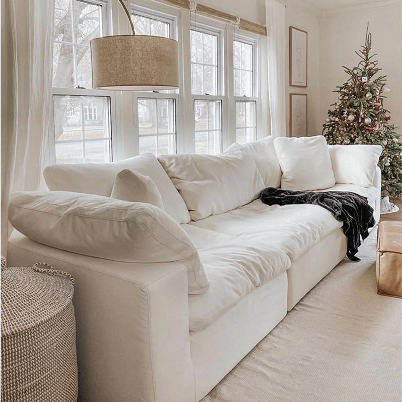Deluxe white corner living room sofa cover High quality detachable velvet fabric compression sofa