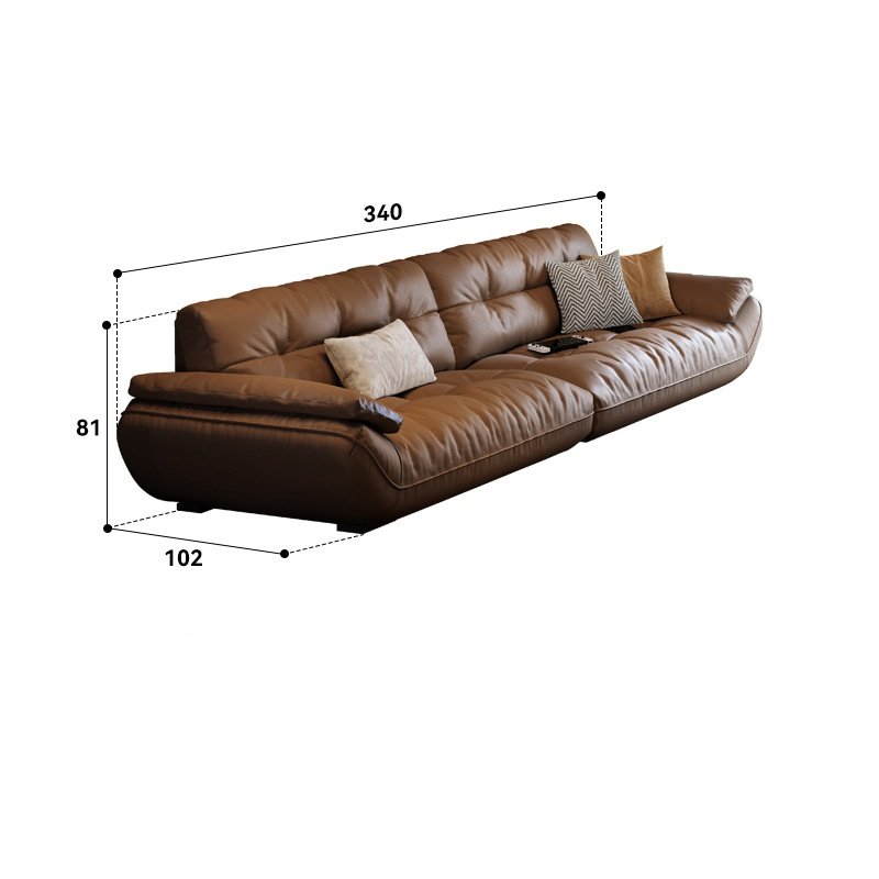 Italian light luxury leather sofa with cowhide top layer simple modern living room sofas custom sailboat cloud lined sofa