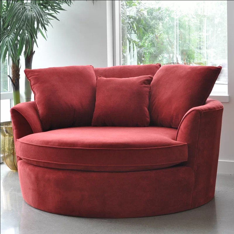 round MIcrofiber fabric sofa living room sofa set furniture solid wood frame stainless steel base luxury single seat velvet sofa
