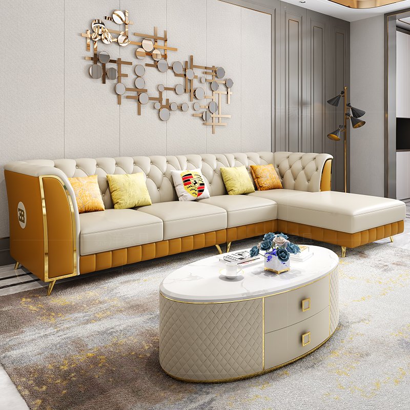 Furnistyle Cheap Modern Sofa Metal Frame Golden Legs Luxurious Togosofa Small 5 In 1 Couch Sofa Bed Price Morden Sofa Sets