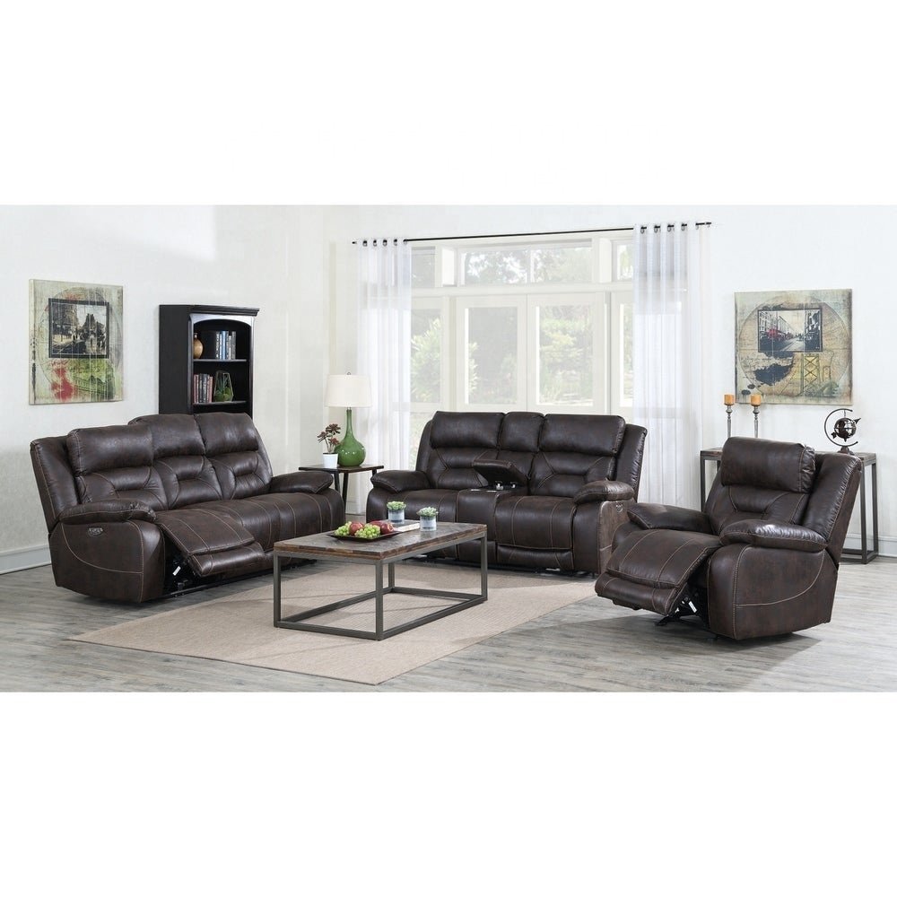 Super Faux Suede fabric power living room home theater recliner sectional sofa set with console and power headrest