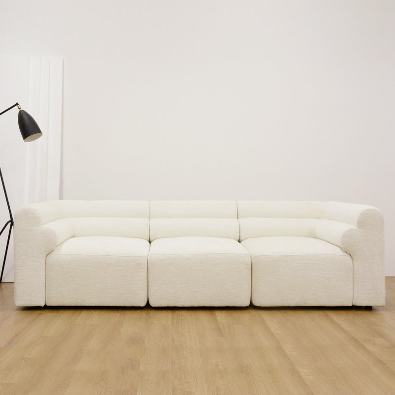 Modern Minimalist white sectional chenille sofa fabric couches luxury living room sofa