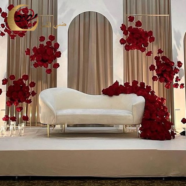 Simple design white velvet loveseat sofa set for bride and groom