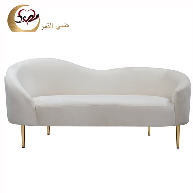 Simple design white velvet loveseat sofa set for bride and groom