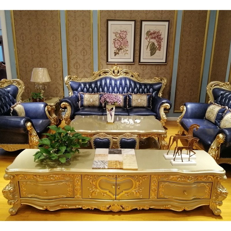 luxury european living room sofa set furniture for wholesales Hot selling royal green or blue sofas and sofa chair