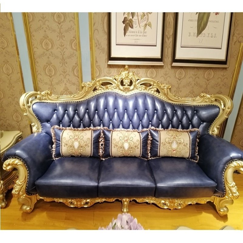 luxury european living room sofa set furniture for wholesales Hot selling royal green or blue sofas and sofa chair