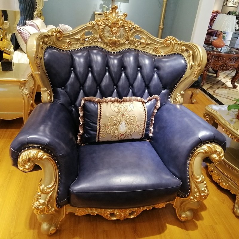 luxury european living room sofa set furniture for wholesales Hot selling royal green or blue sofas and sofa chair