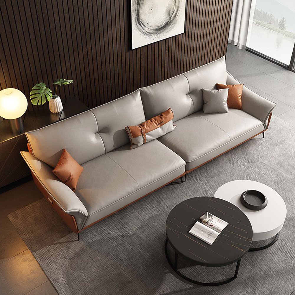 Luxurious high-quality leather sofa Nordic style sofa Living room sofa with modern design