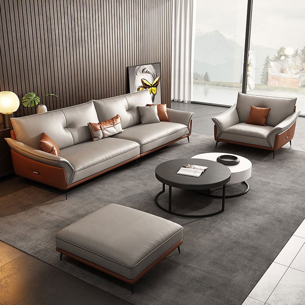 Luxurious high-quality leather sofa Nordic style sofa Living room sofa with modern design