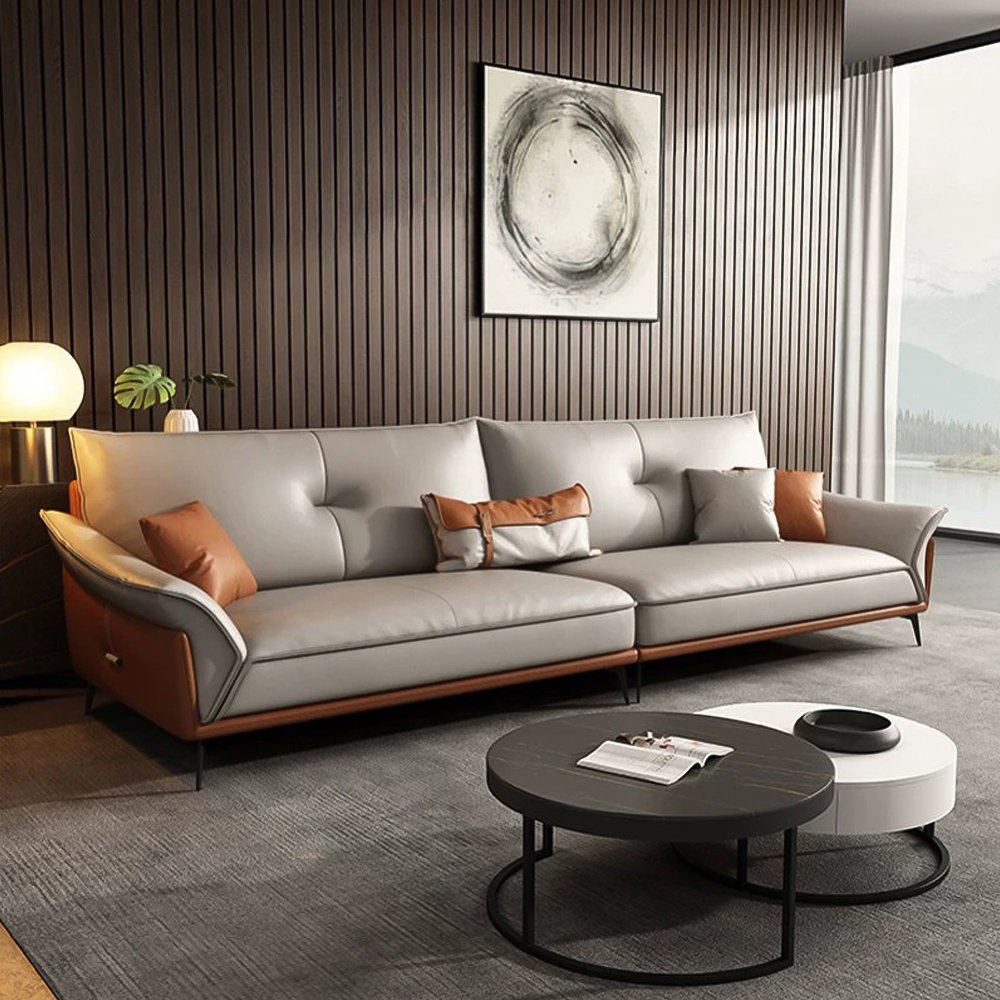 Luxurious high-quality leather sofa Nordic style sofa Living room sofa with modern design