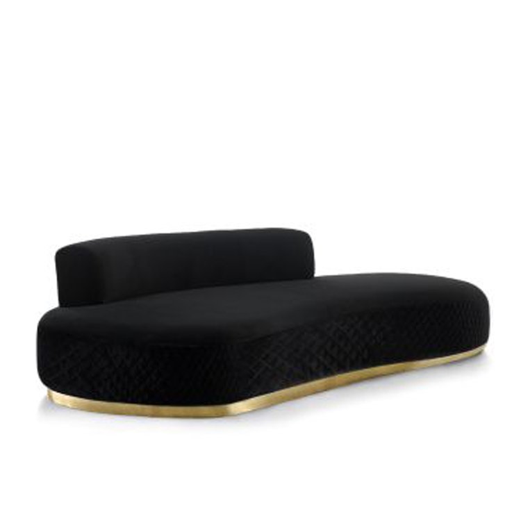 2019 American style classic fabric living room sofa metal base black sofa
