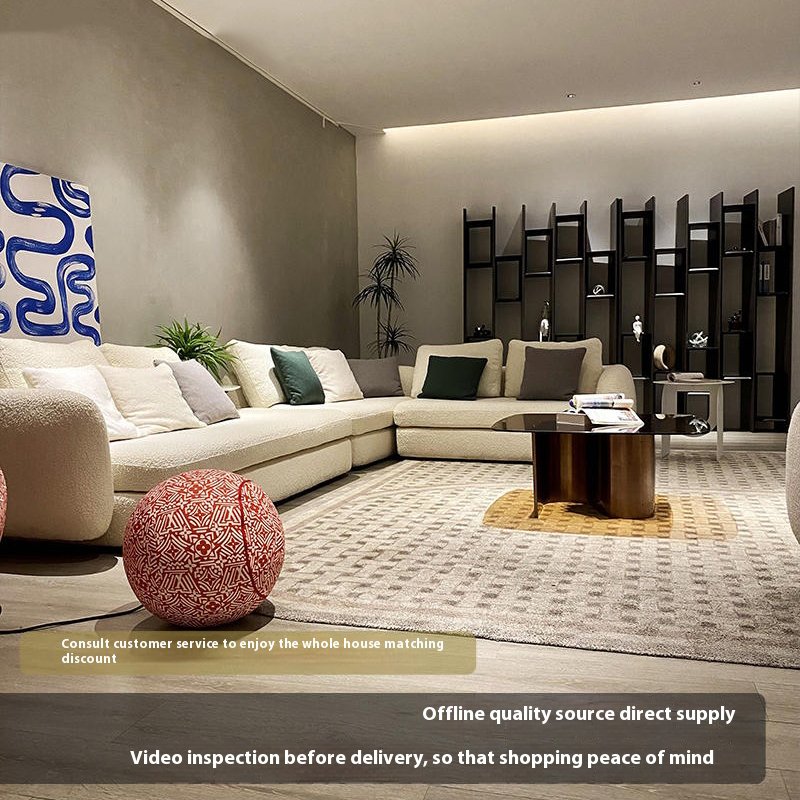 Light Luxury Special-shaped Fabric Sofa Living Room Three-seaters Curved Sofa