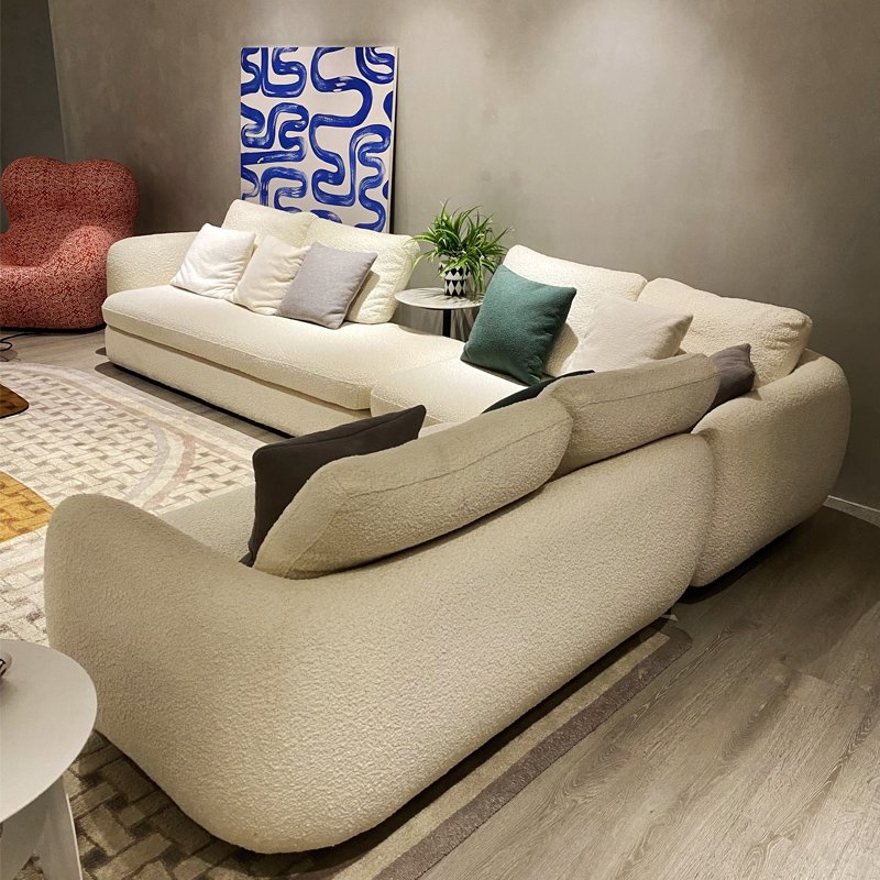 Light Luxury Special-shaped Fabric Sofa Living Room Three-seaters Curved Sofa