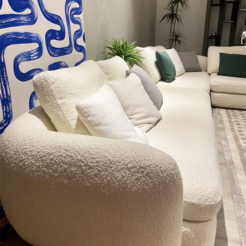 Light Luxury Special-shaped Fabric Sofa Living Room Three-seaters Curved Sofa