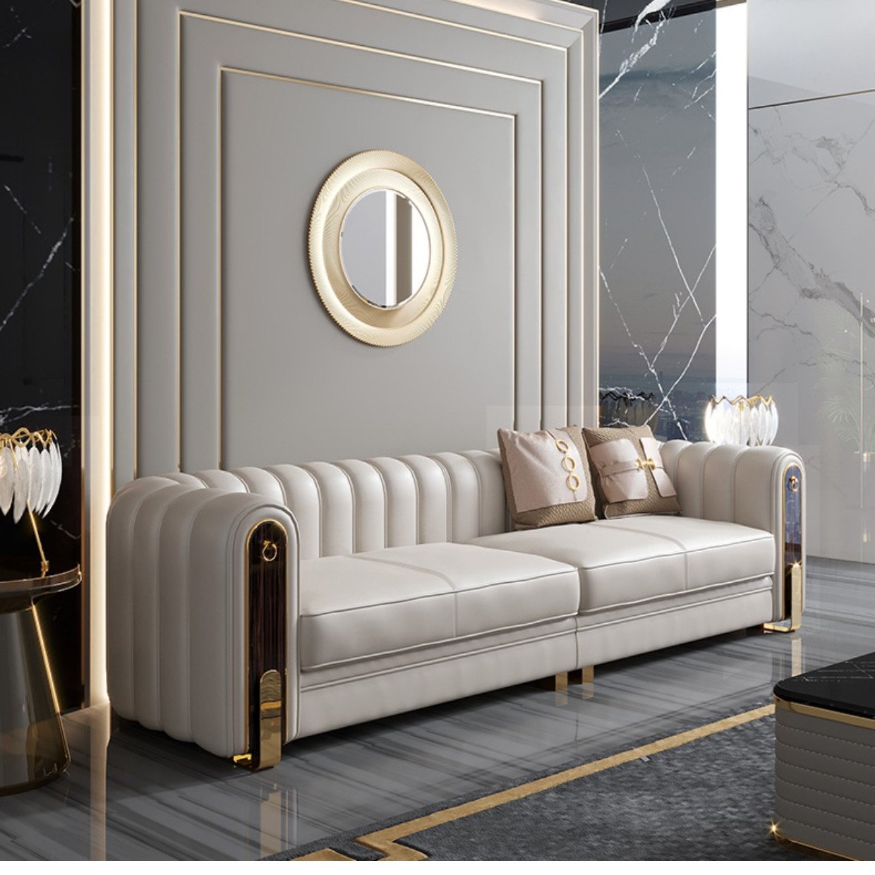 Italian style modern couch royal living room sofas American home lounge furniture leather sofa set luxury