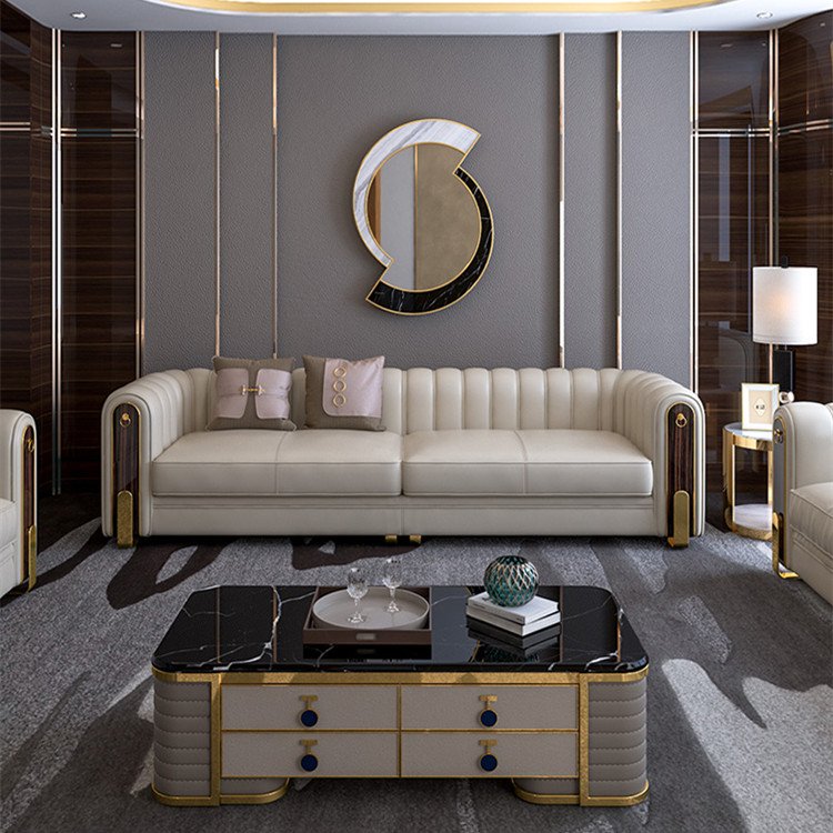 Italian style modern couch royal living room sofas American home lounge furniture leather sofa set luxury
