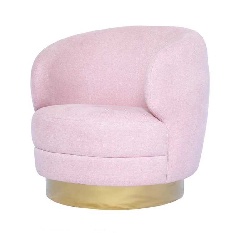 Modern New Trend Home Living Room Golden Rotating Base Round Fabric Swivel Sofa Chairs