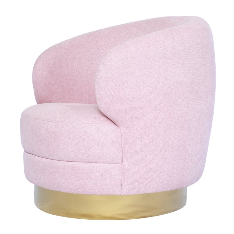 Modern New Trend Home Living Room Golden Rotating Base Round Fabric Swivel Sofa Chairs