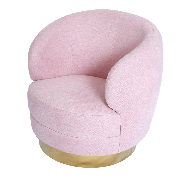 Modern New Trend Home Living Room Golden Rotating Base Round Fabric Swivel Sofa Chairs