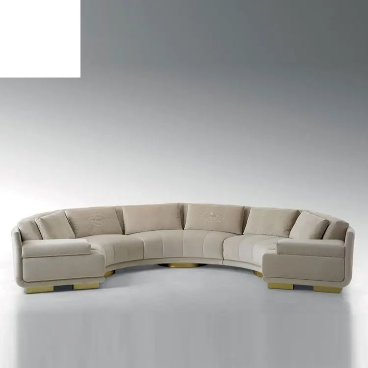 Kf Casa Modern Half Moon Circle Curved Sectional Fabric Sofa Furniture Set 7 Seater Living Room Sofa Design Luxury Velvet Sofa