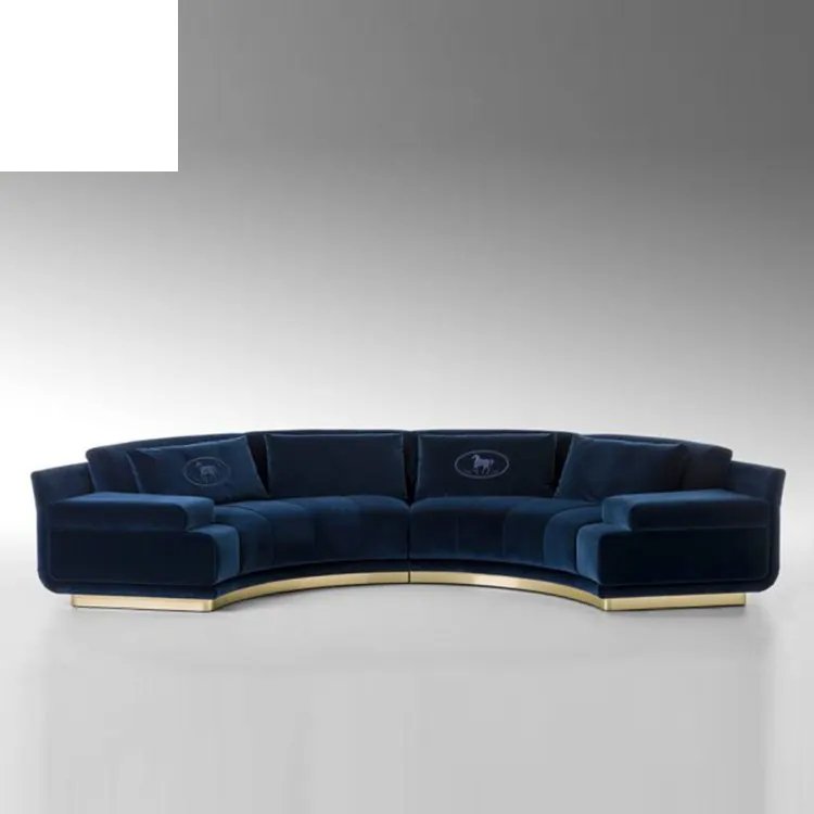 Kf Casa Modern Half Moon Circle Curved Sectional Fabric Sofa Furniture Set 7 Seater Living Room Sofa Design Luxury Velvet Sofa