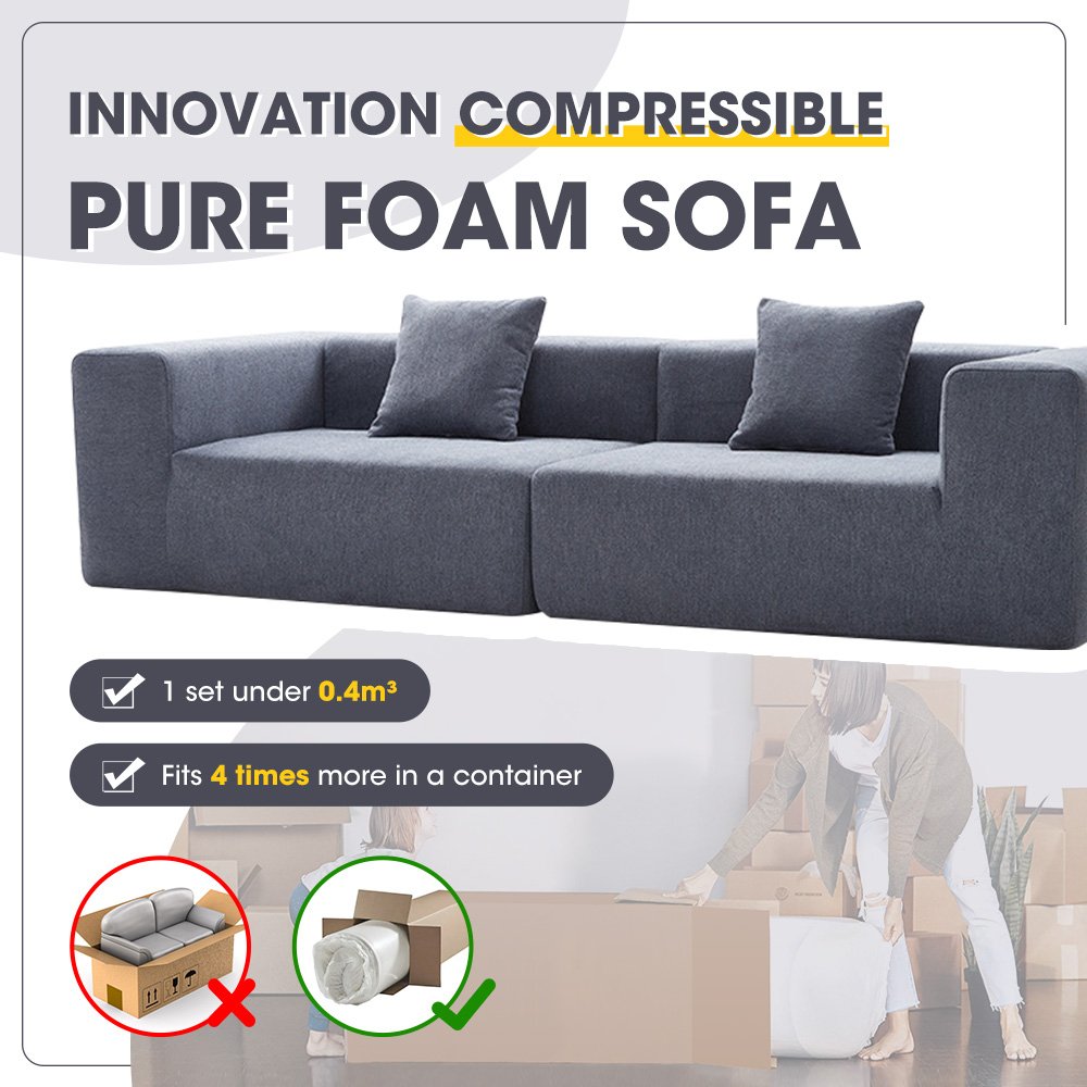 Customize fabric sectional compression sofa set living room furniture compressed packing modern modular living room sofas couch